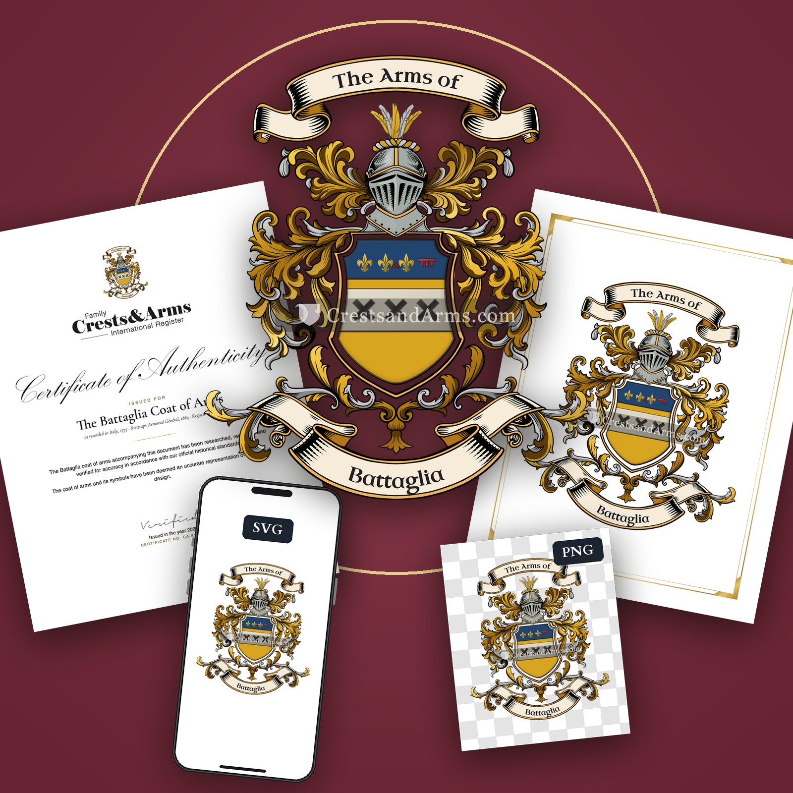 The Battaglia arms on the coat of arms — digital pack
