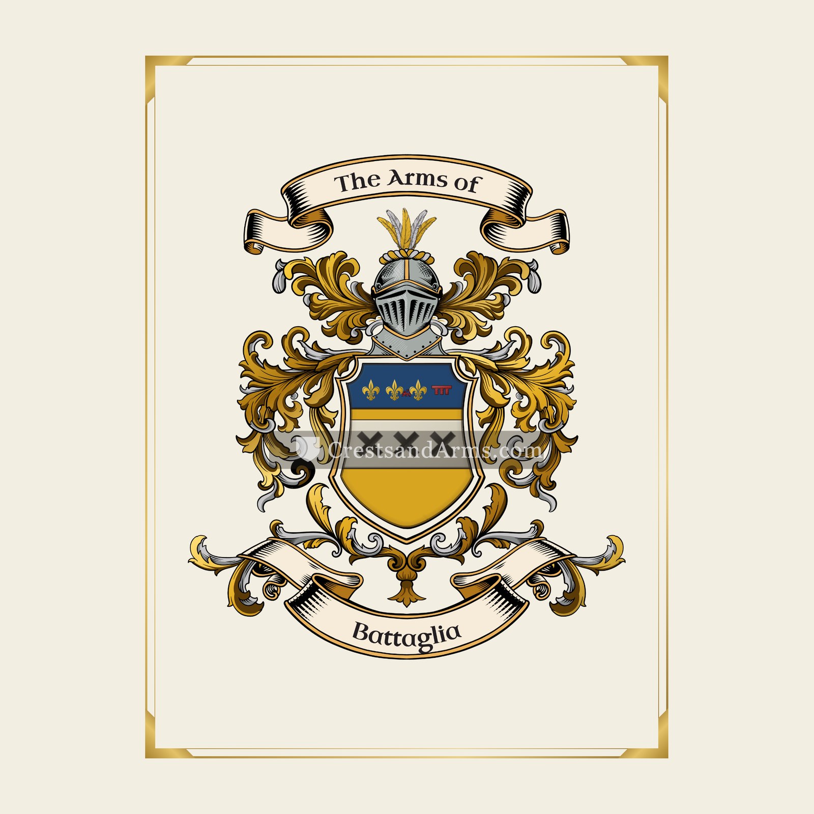 With gold border