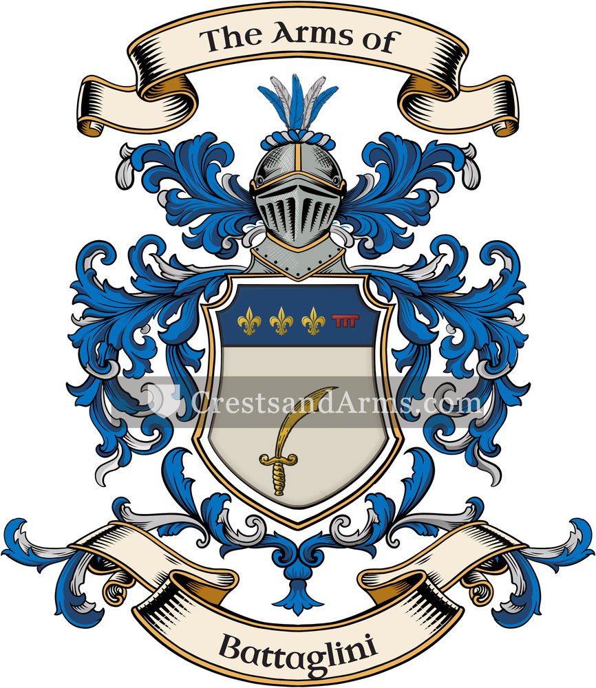 The Battaglini coat of arms, drawn from the recorded blazon