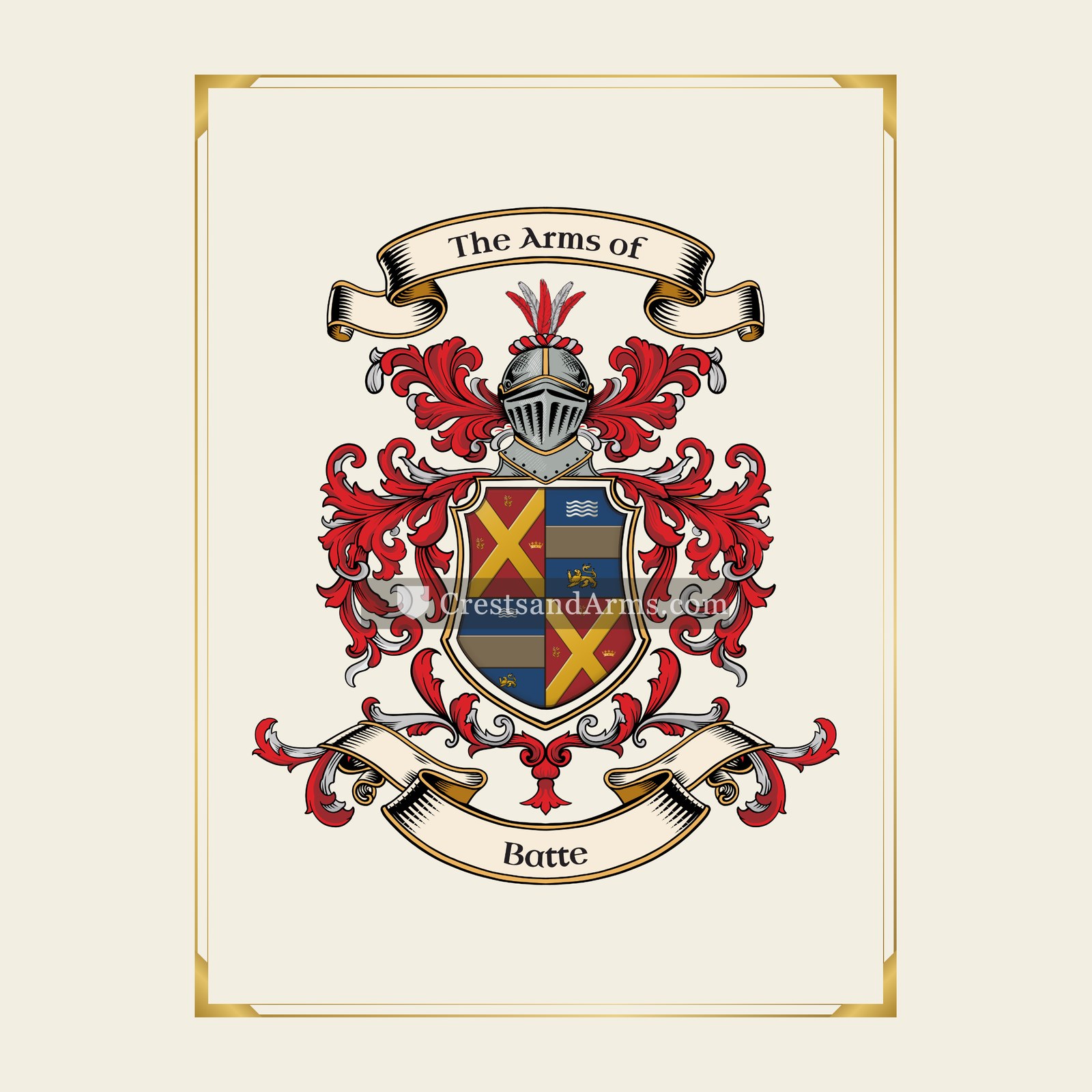 With gold border