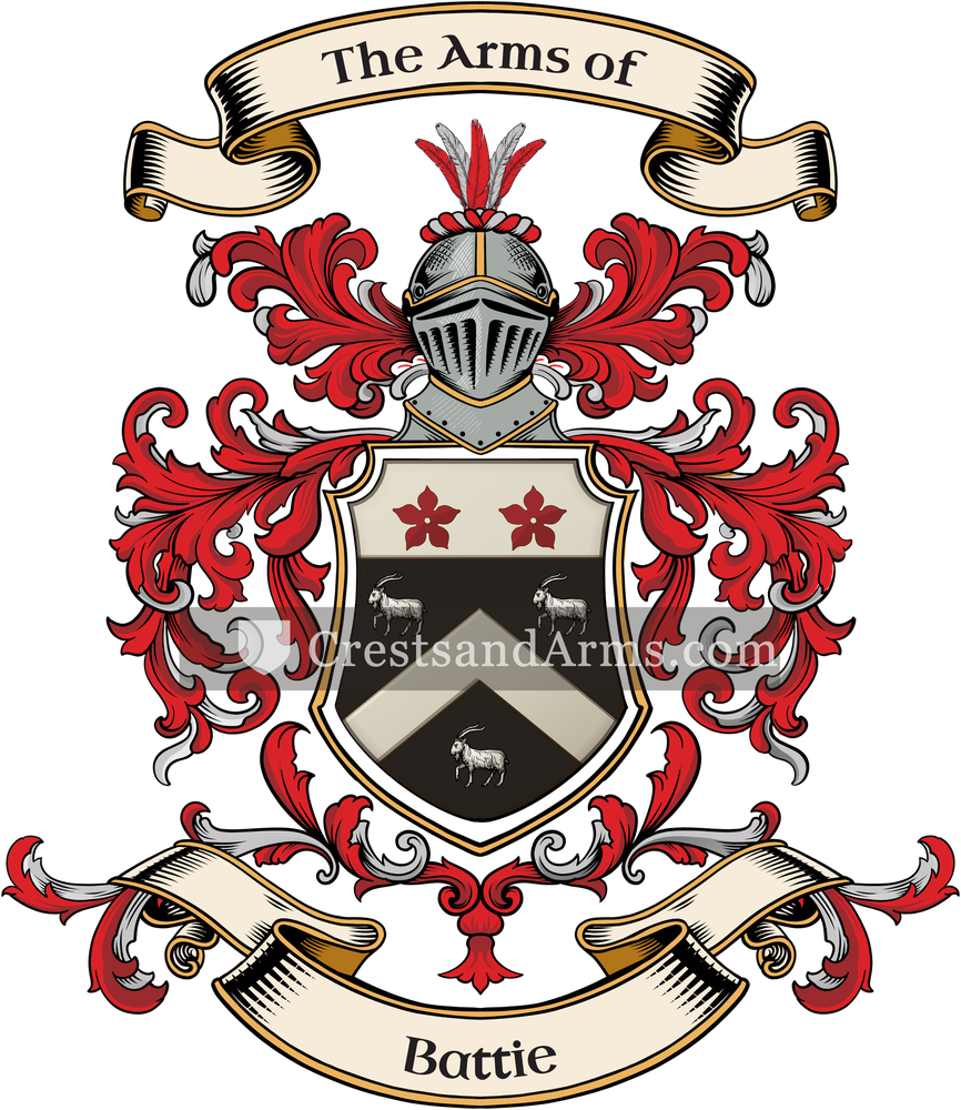 The Battie coat of arms, drawn from the recorded blazon