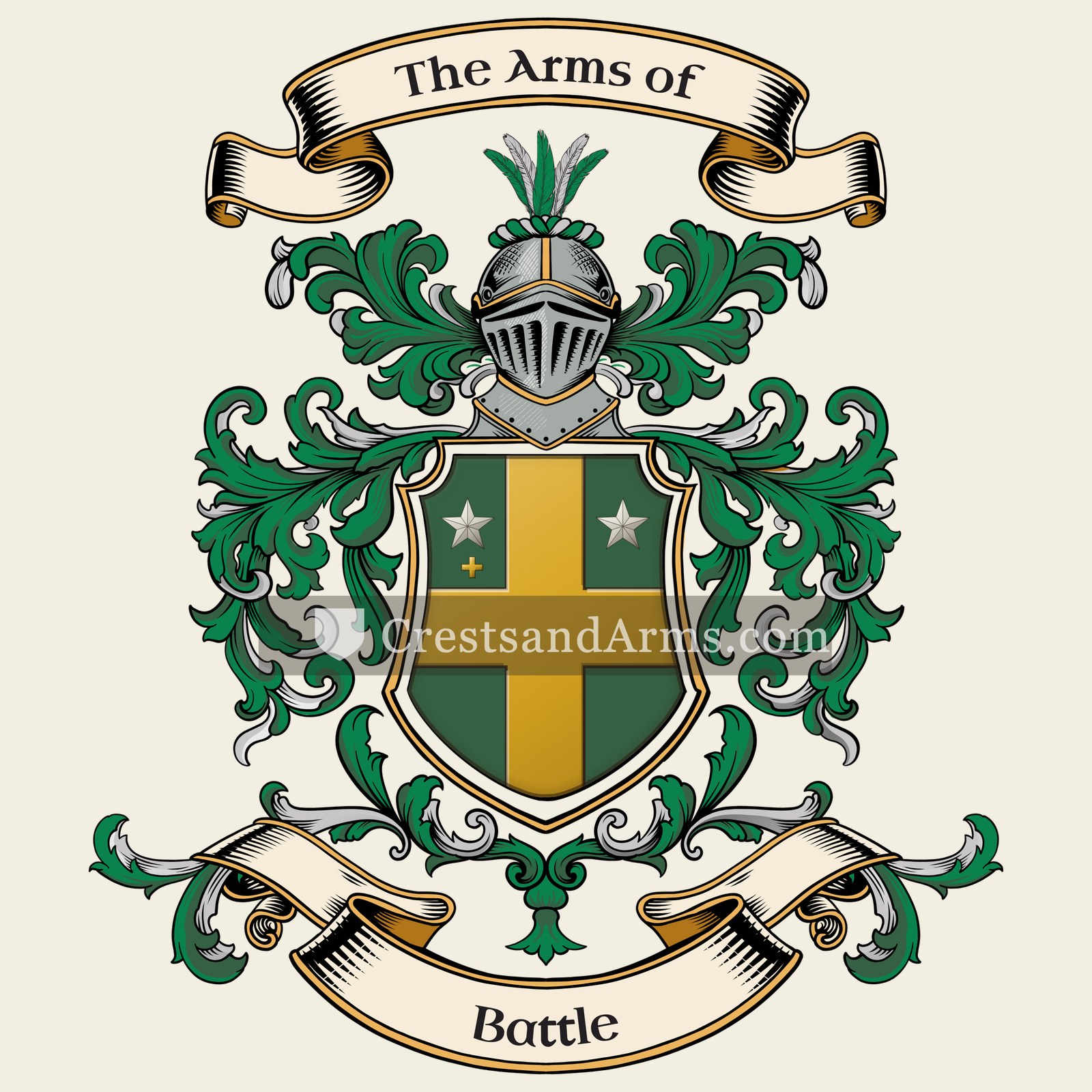 The Battle coat of arms, drawn from the recorded blazon