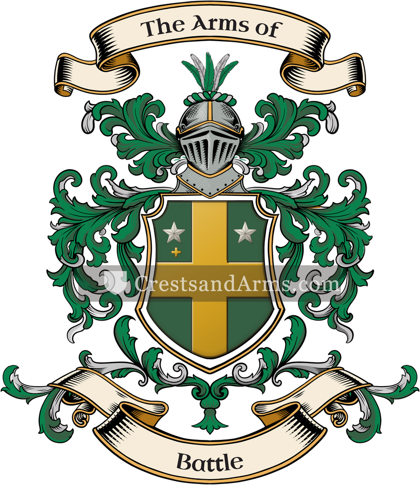 The Battle coat of arms, drawn from the recorded blazon