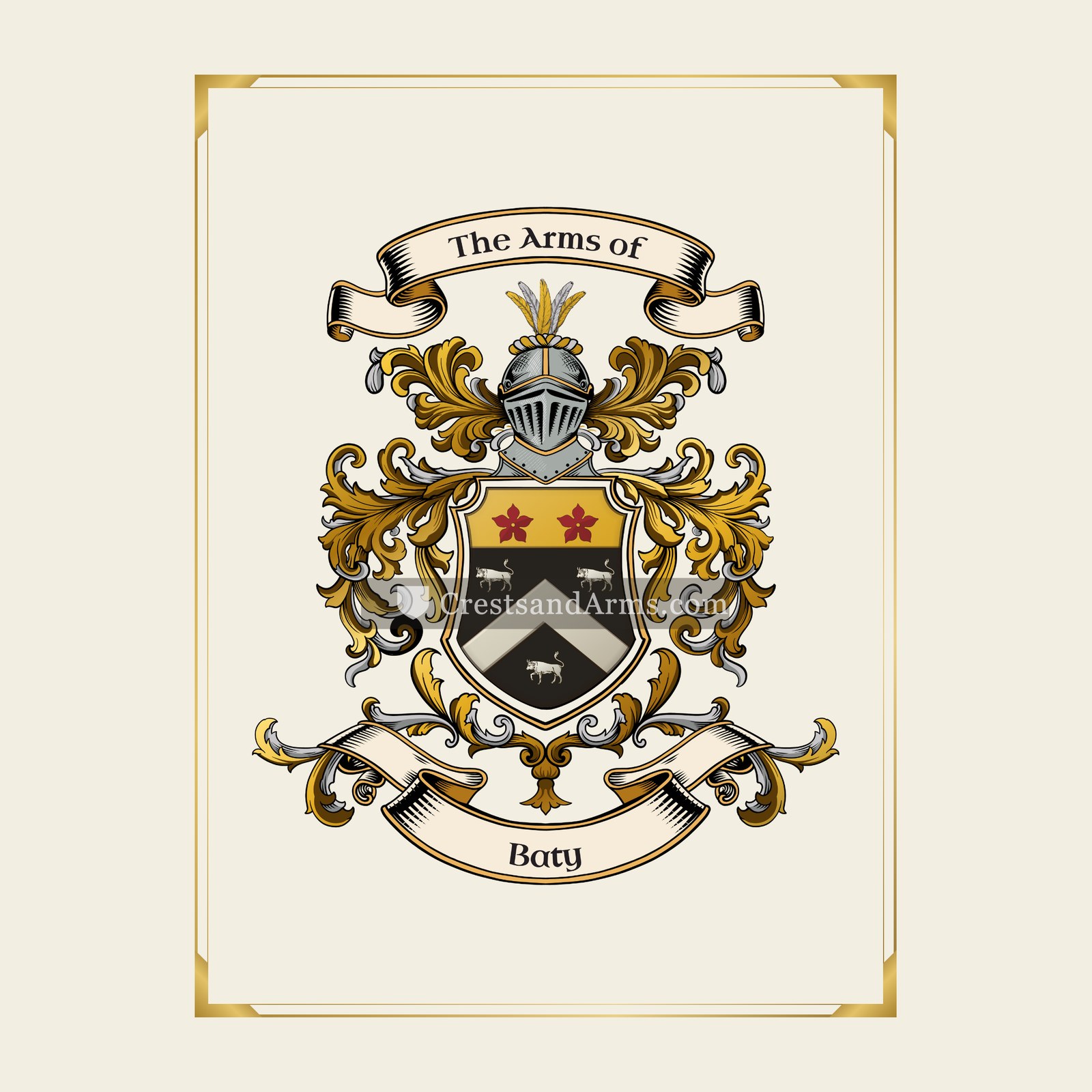With gold border