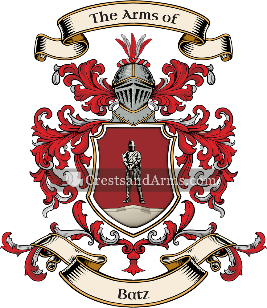 The Batz coat of arms, drawn from the recorded blazon