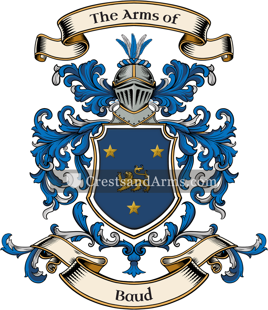 The Baud coat of arms, drawn from the recorded blazon