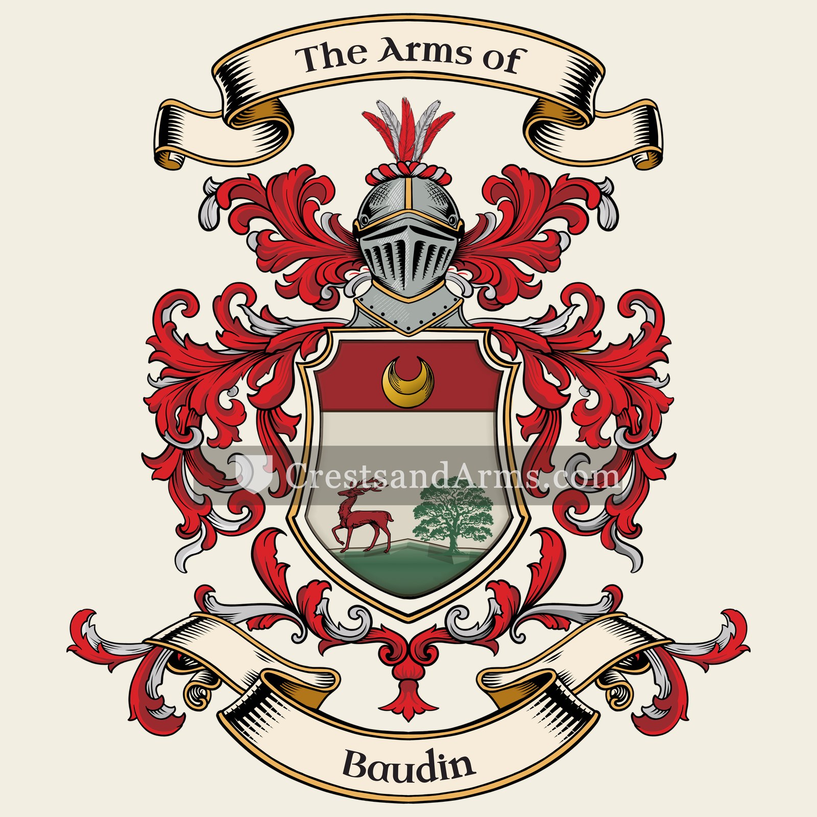 The Baudin coat of arms, drawn from the recorded blazon