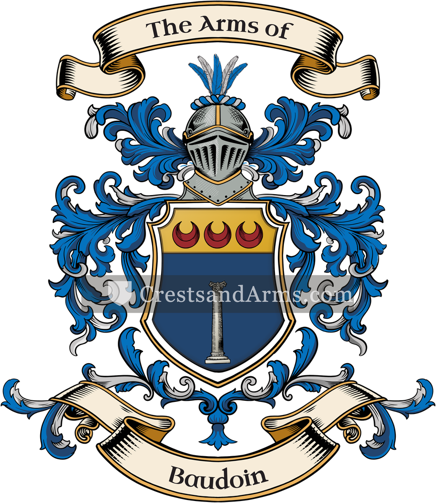 The Baudoin coat of arms, drawn from the recorded blazon