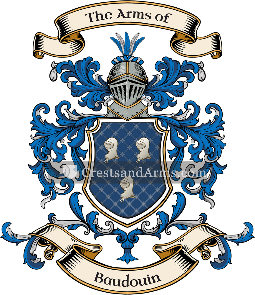 The Baudouin coat of arms, drawn from the recorded blazon