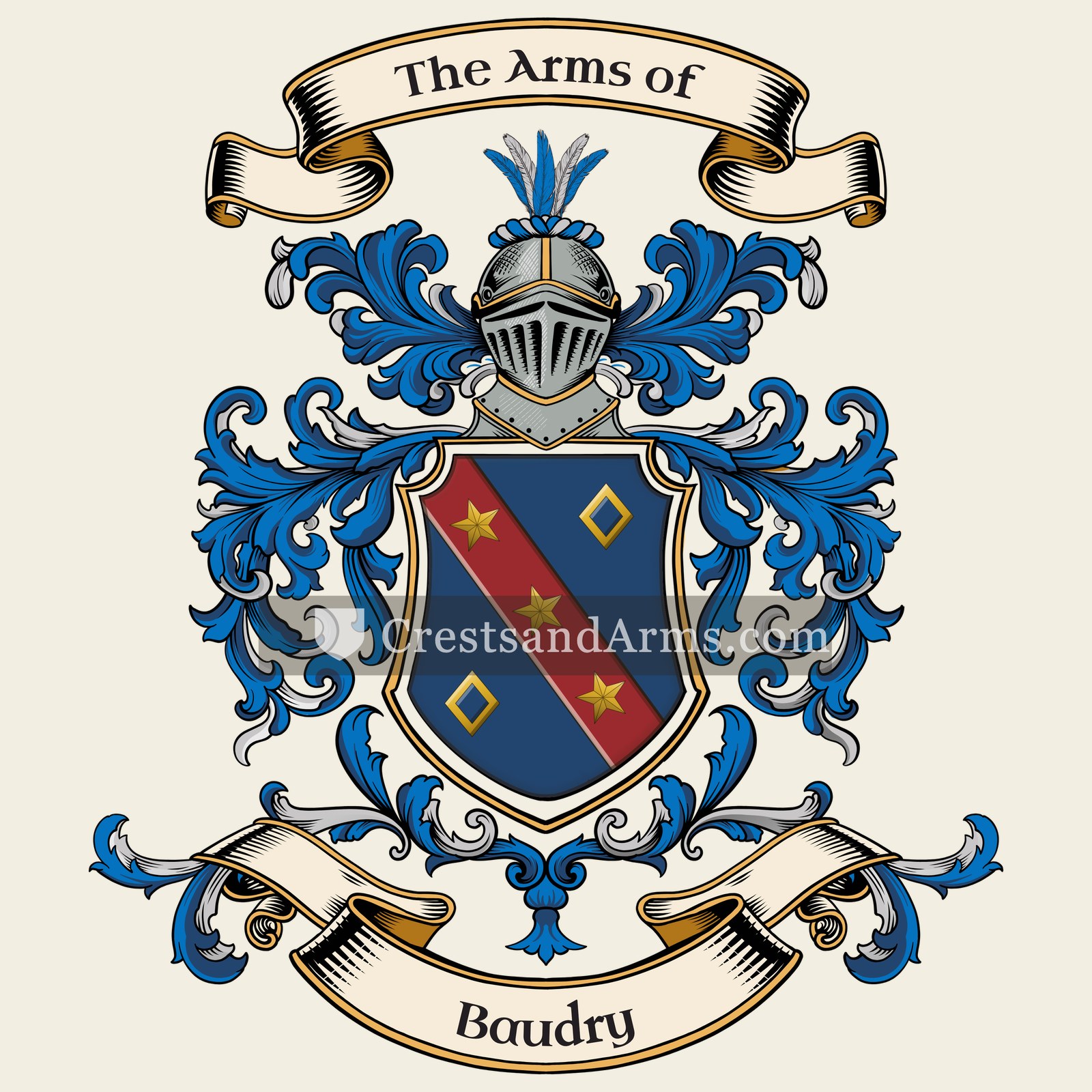 The Baudry coat of arms, drawn from the recorded blazon