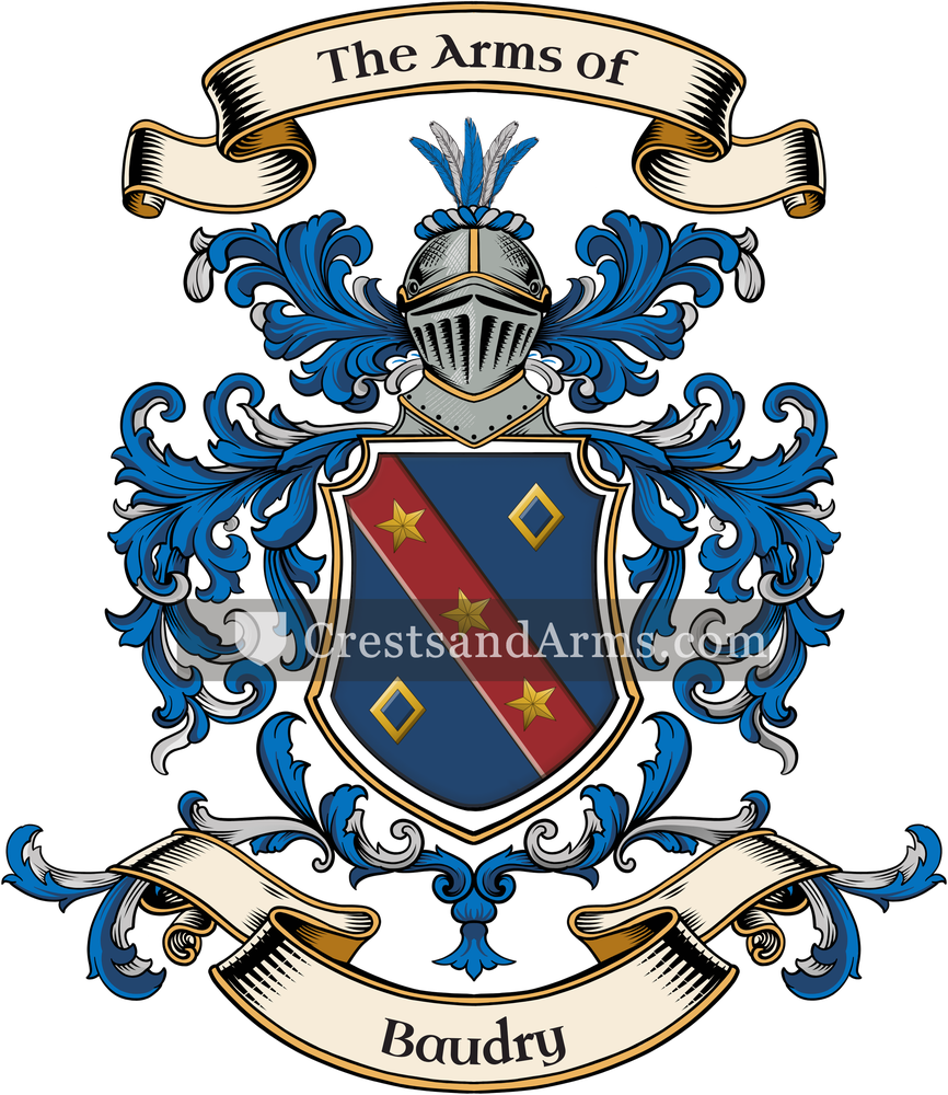 The Baudry coat of arms, drawn from the recorded blazon