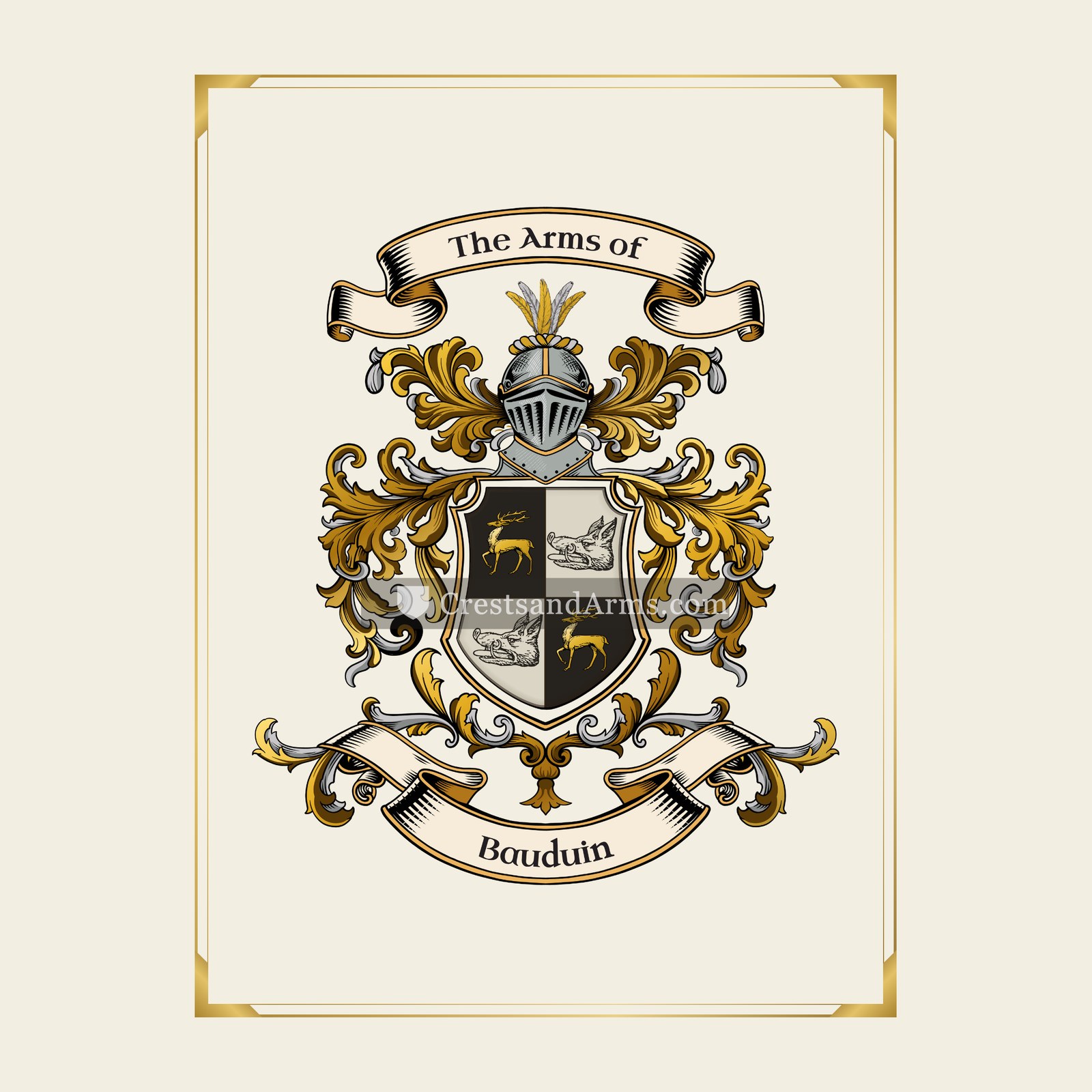 With gold border