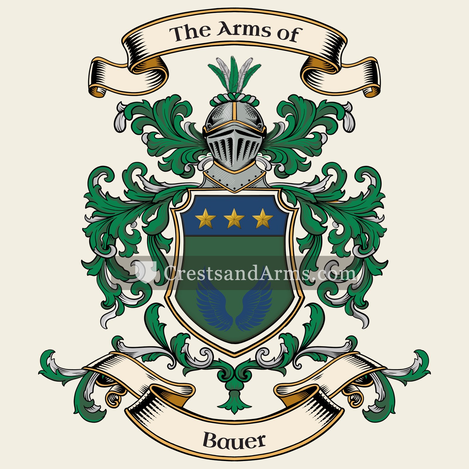 The Bauer coat of arms, drawn from the recorded blazon