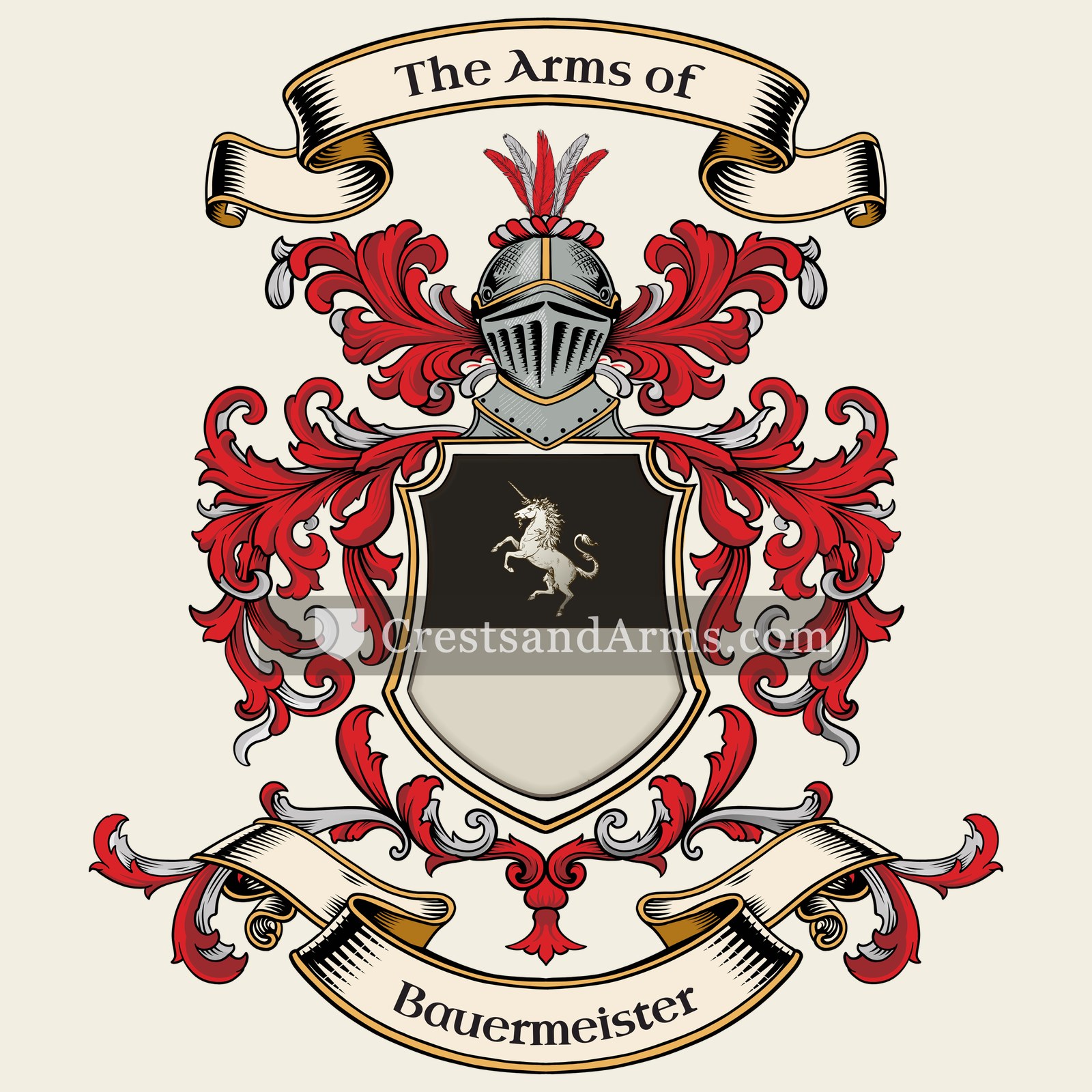The Bauermeister coat of arms, drawn from the recorded blazon