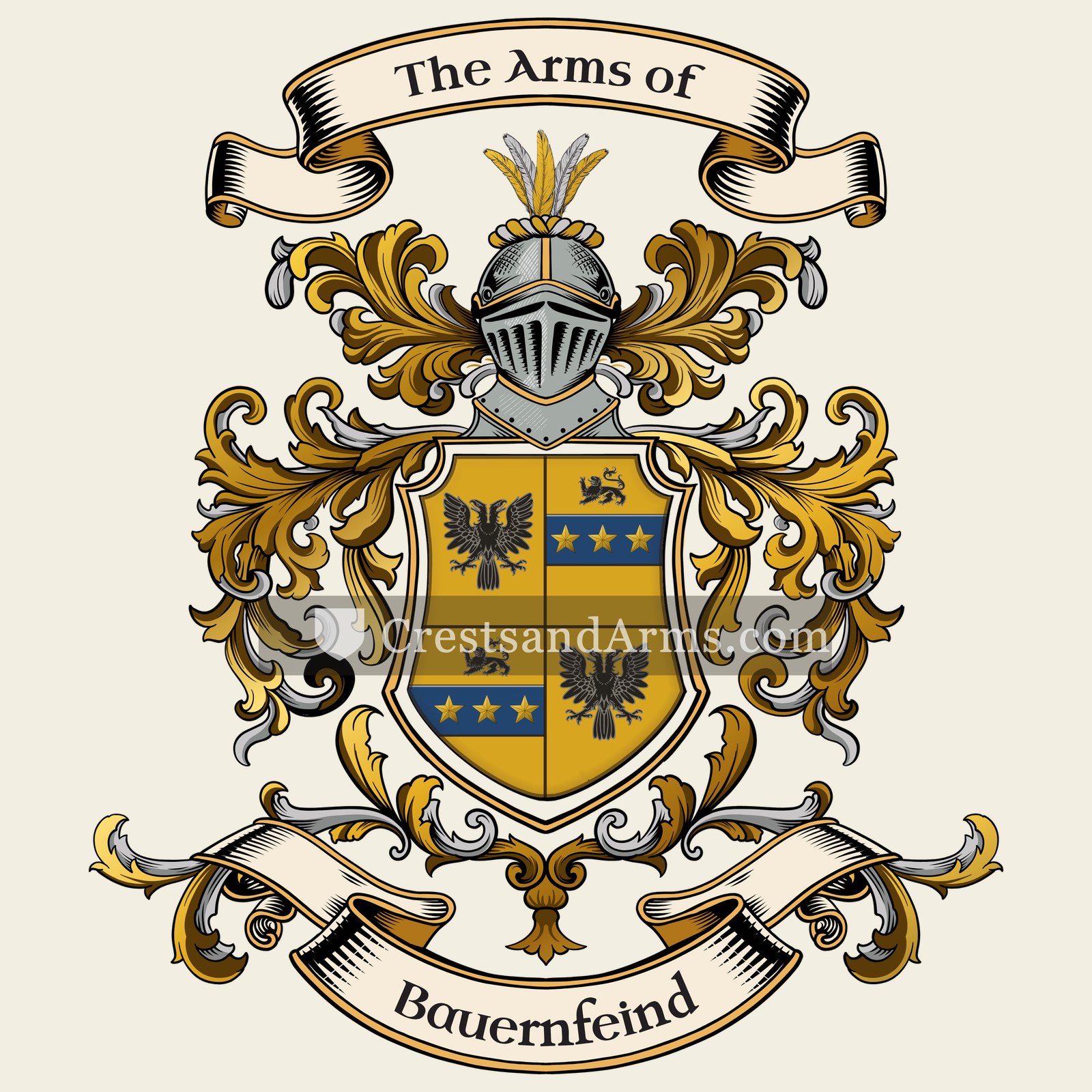The Bauernfeind coat of arms, drawn from the recorded blazon