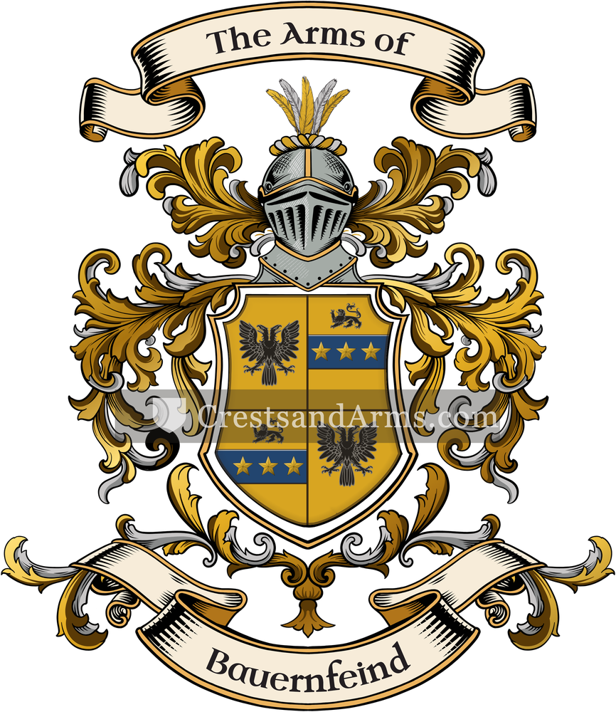 The Bauernfeind coat of arms, drawn from the recorded blazon