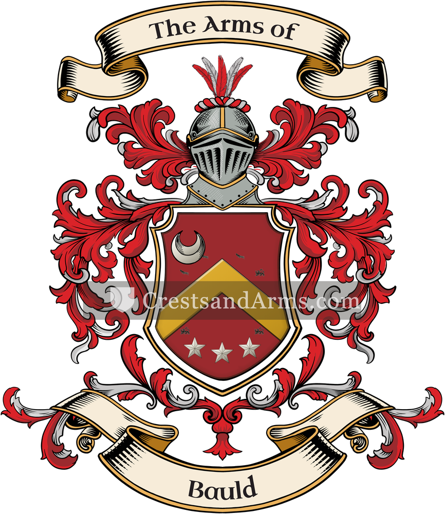 The Bauld coat of arms, drawn from the recorded blazon