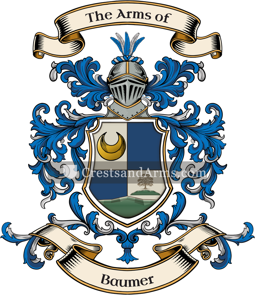 The Baumer coat of arms, drawn from the recorded blazon