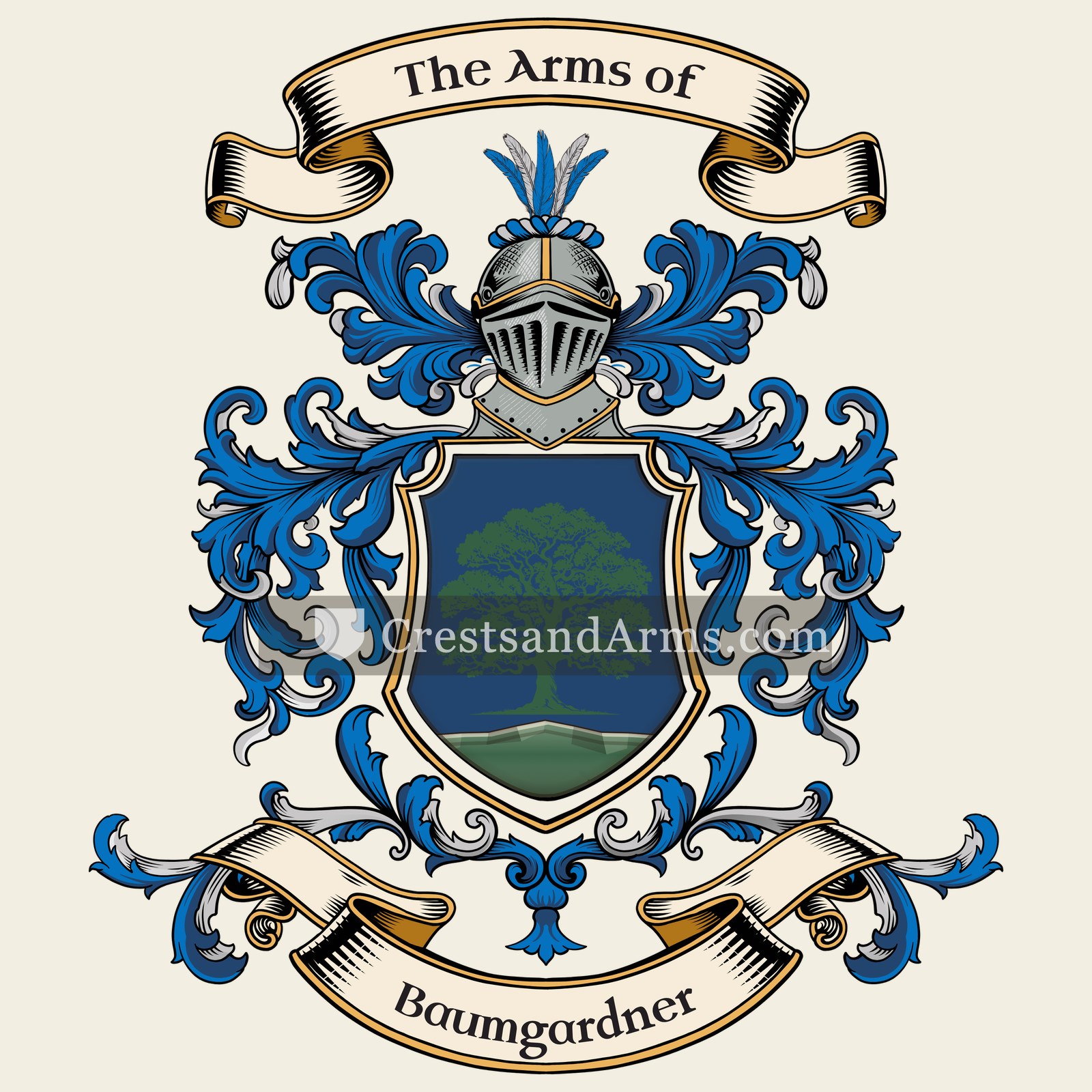 The Baumgardner coat of arms, drawn from the recorded blazon