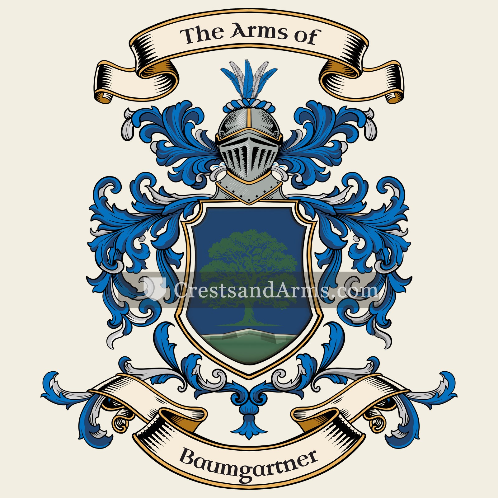 The Baumgartner coat of arms, drawn from the recorded blazon