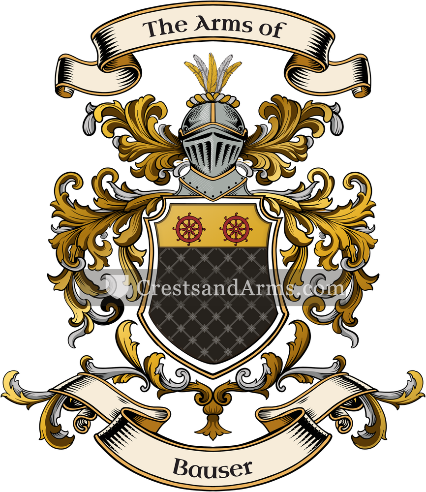 The Bauser coat of arms, drawn from the recorded blazon