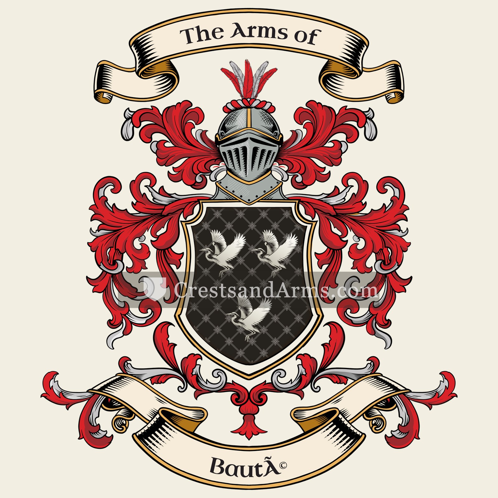The Bauté coat of arms, drawn from the recorded blazon