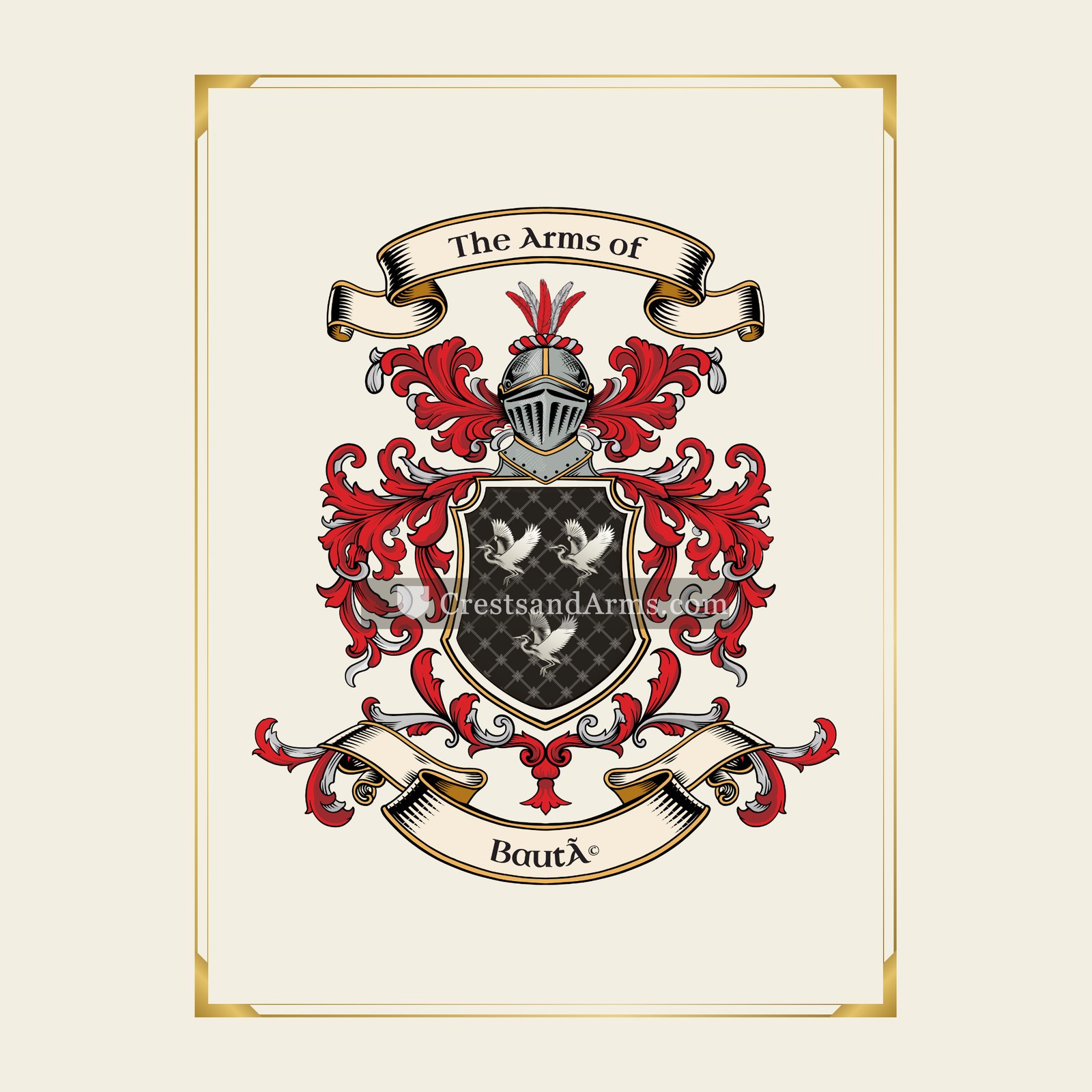 With gold border
