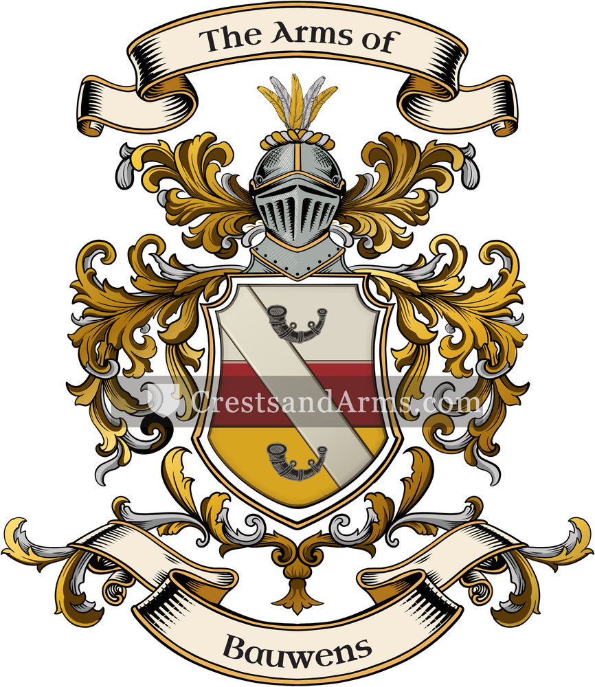 The Bauwens coat of arms, drawn from the recorded blazon