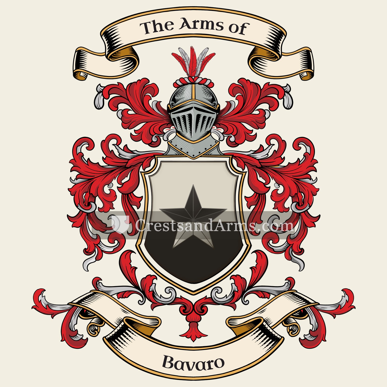 The Bavaro coat of arms, drawn from the recorded blazon