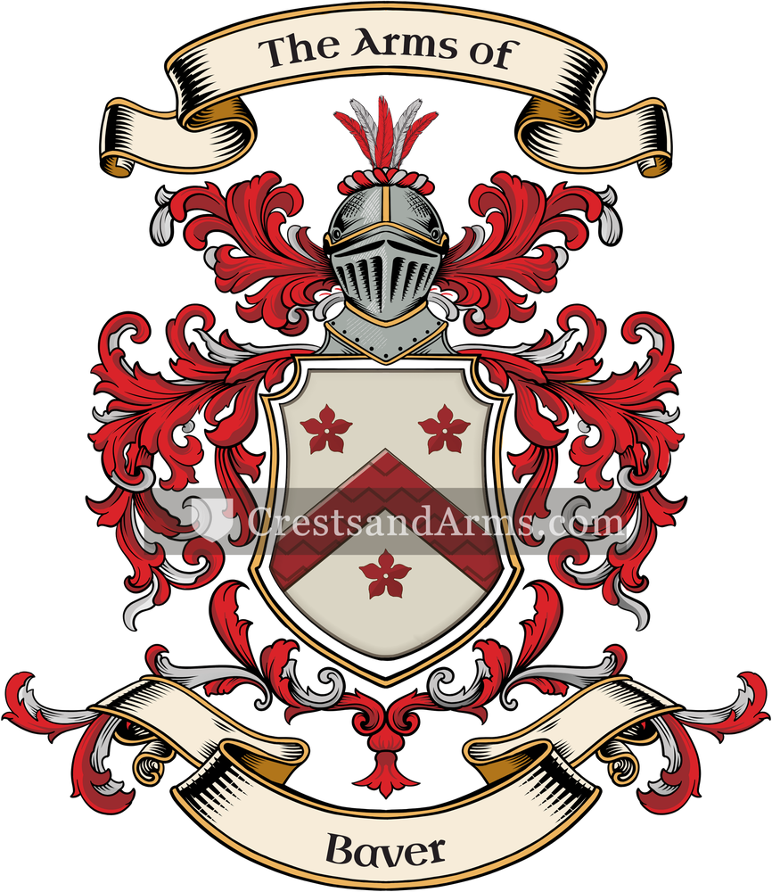 The Baver coat of arms, drawn from the recorded blazon