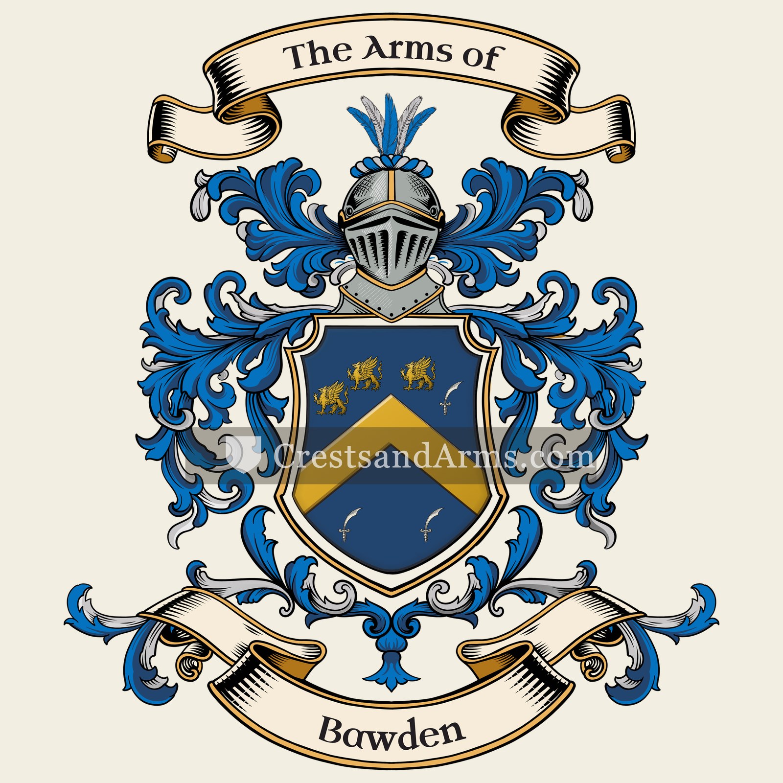 The Bawden coat of arms, drawn from the recorded blazon