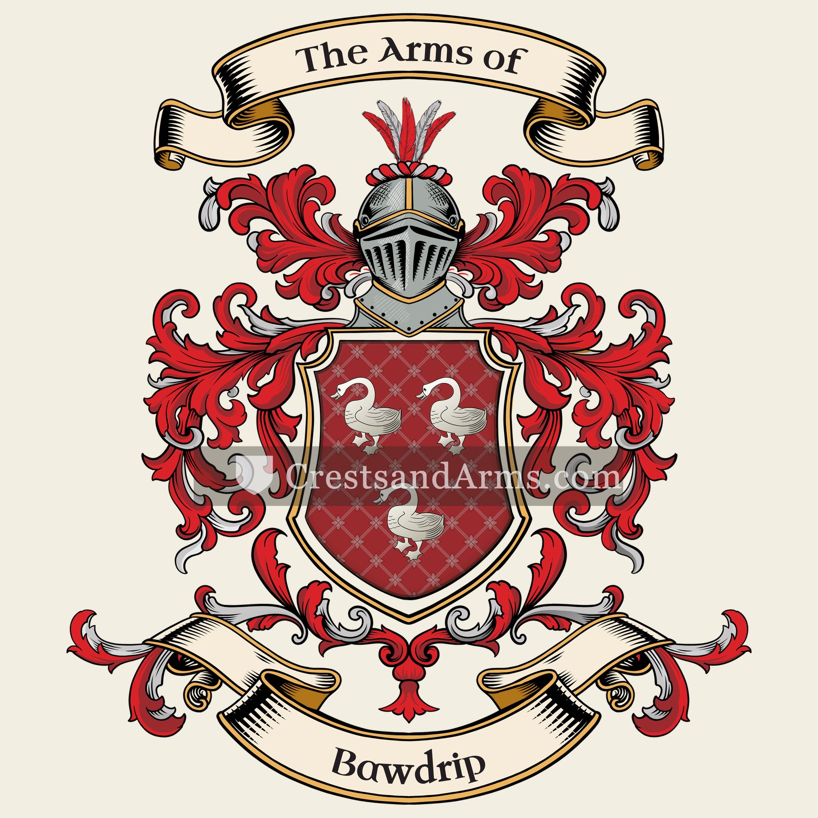 The Bawdrip coat of arms, drawn from the recorded blazon