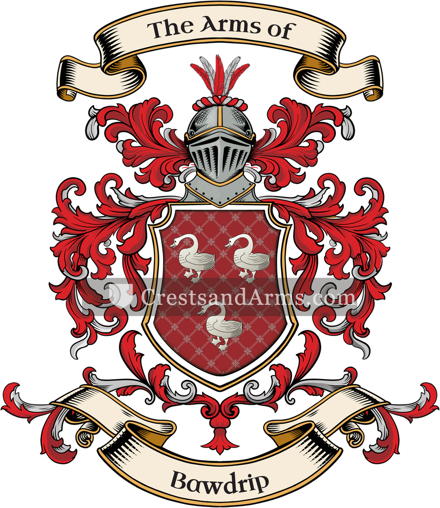 The Bawdrip coat of arms, drawn from the recorded blazon