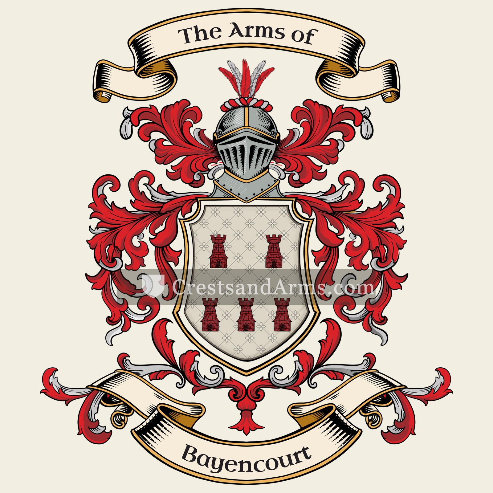 The Bayencourt coat of arms, drawn from the recorded blazon