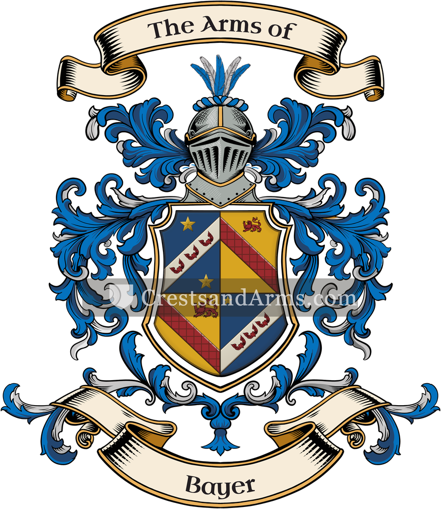 The Bayer coat of arms, drawn from the recorded blazon