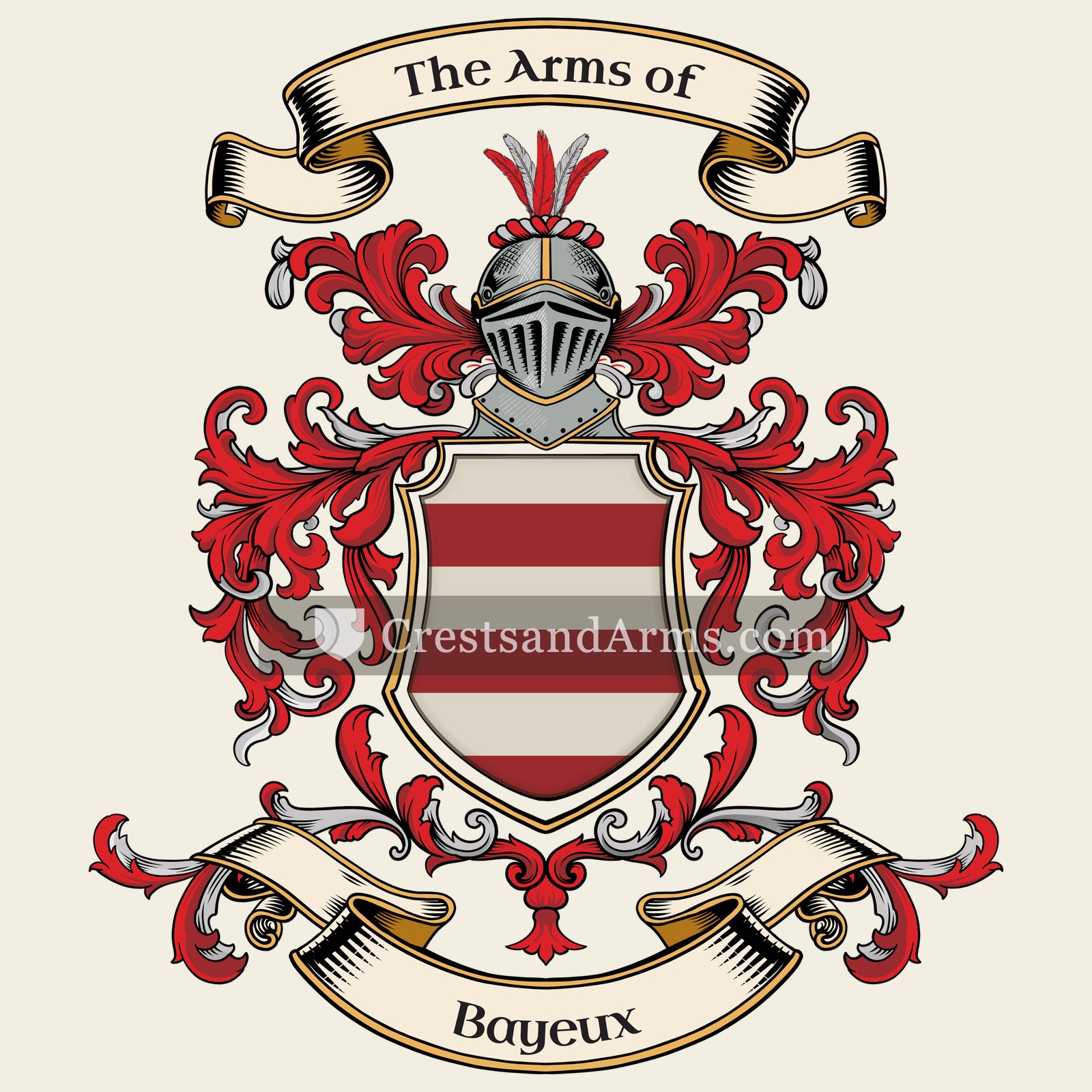 The Bayeux coat of arms, drawn from the recorded blazon