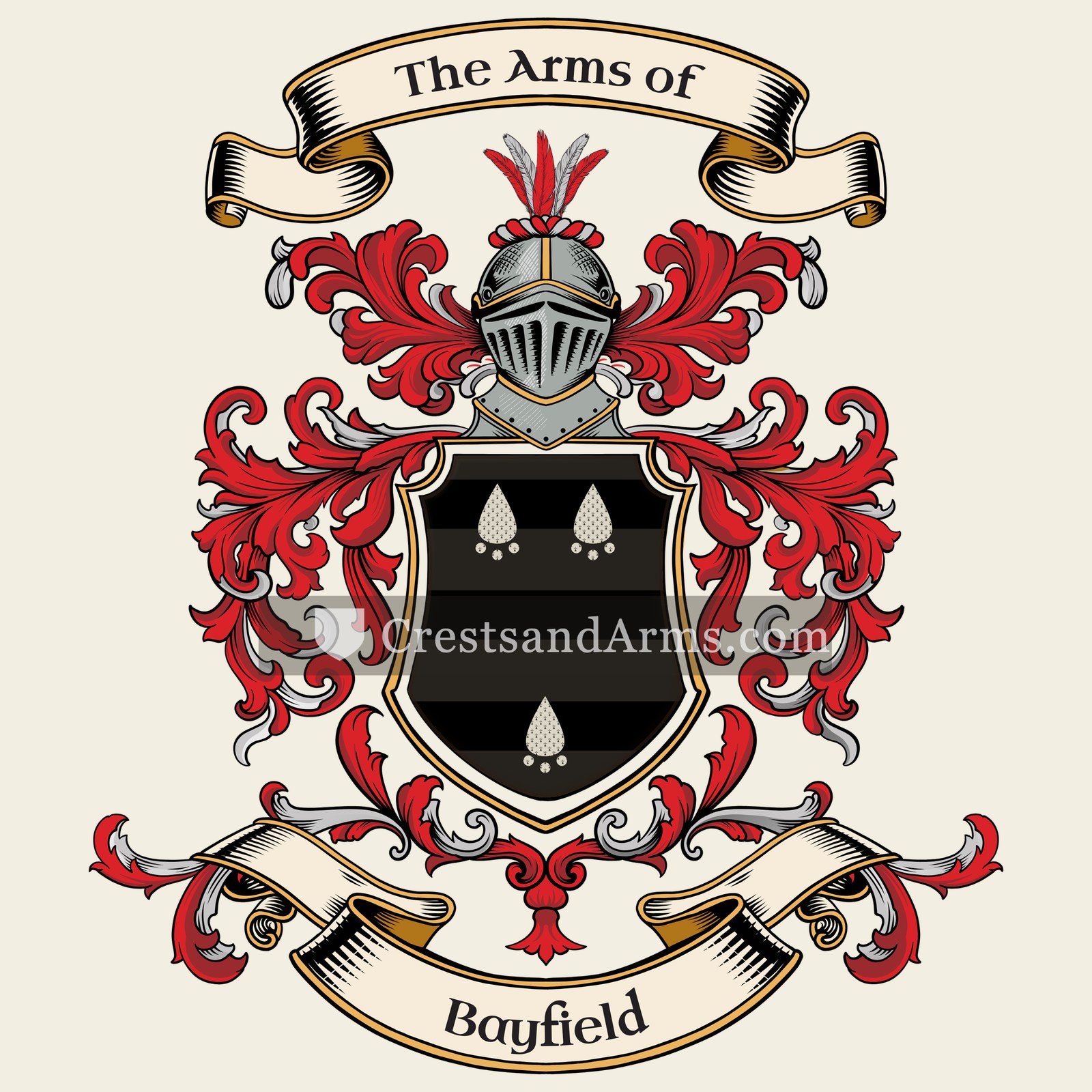 The Bayfield coat of arms, drawn from the recorded blazon