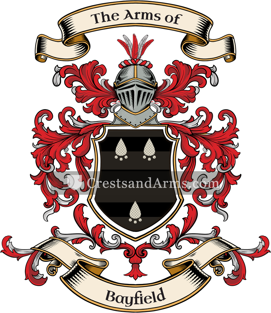 The Bayfield coat of arms, drawn from the recorded blazon