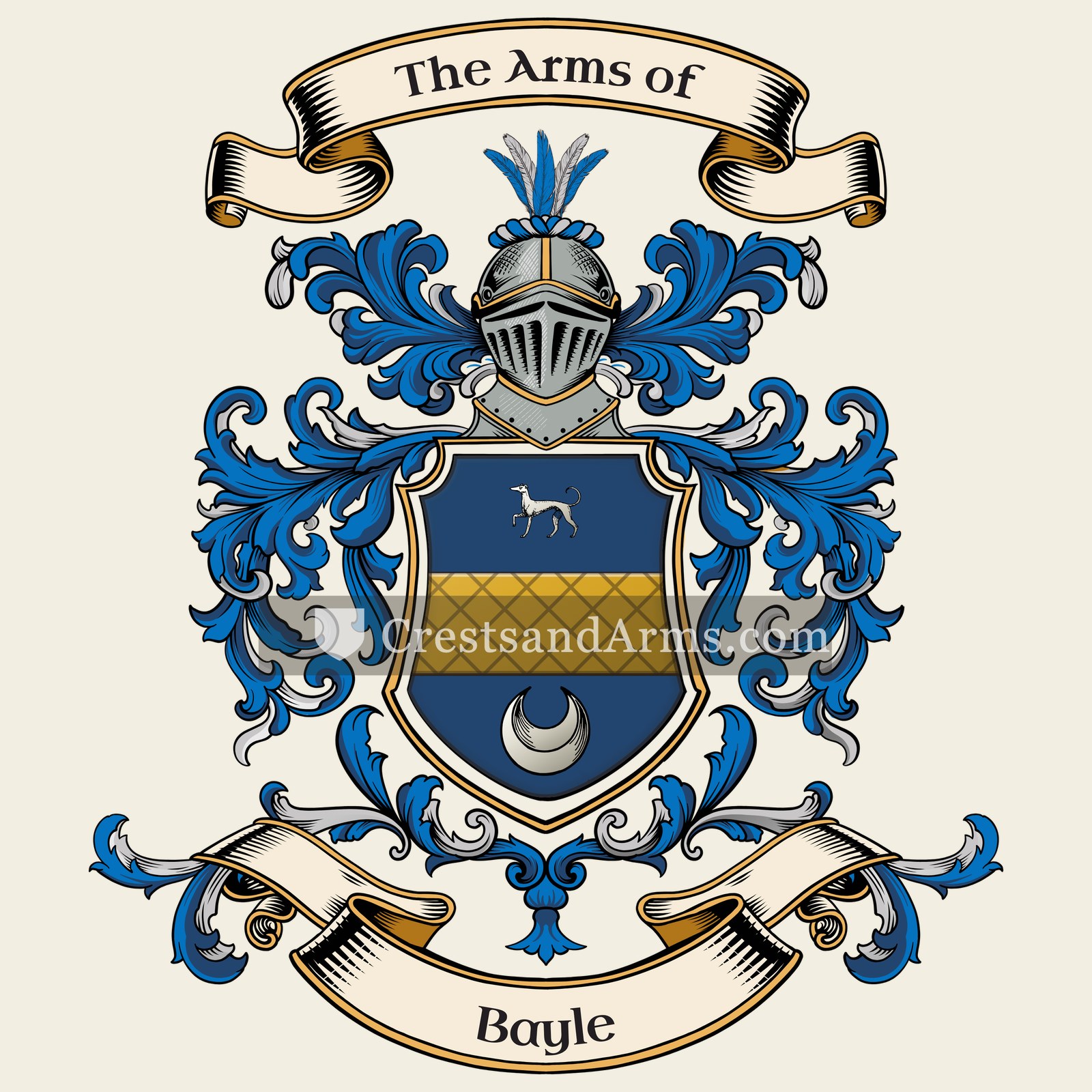 The Bayle coat of arms, drawn from the recorded blazon
