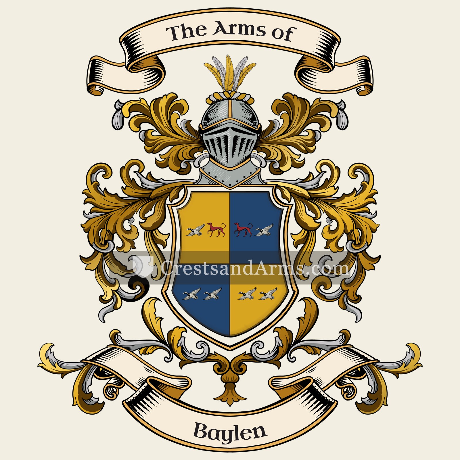 The Baylen coat of arms, drawn from the recorded blazon