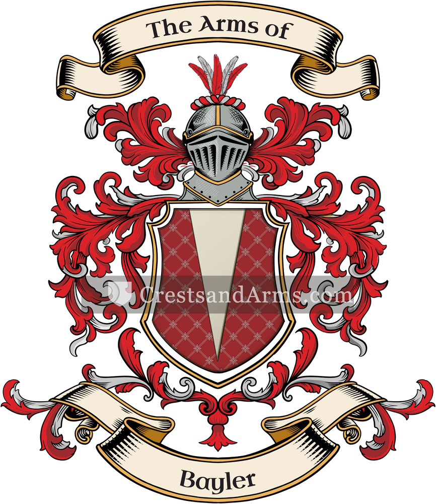 The Bayler coat of arms, drawn from the recorded blazon