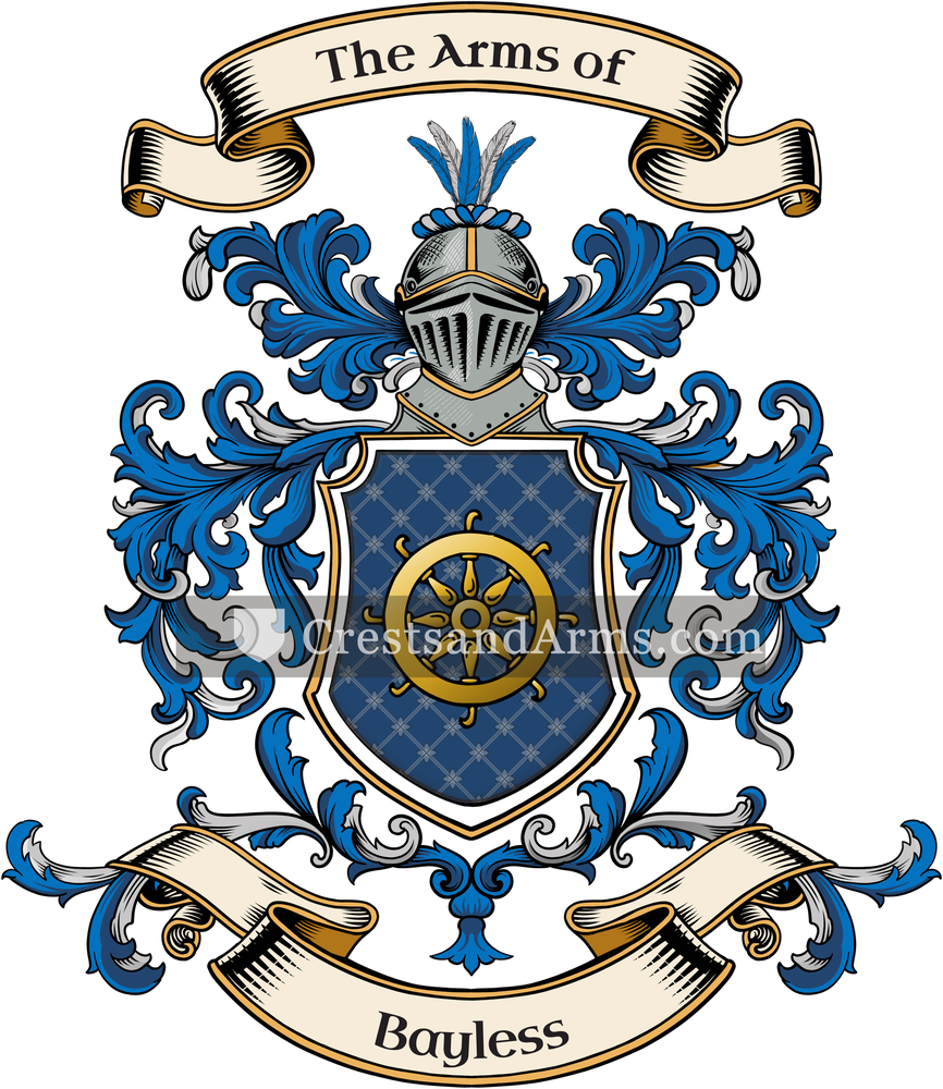 The Bayless coat of arms, drawn from the recorded blazon