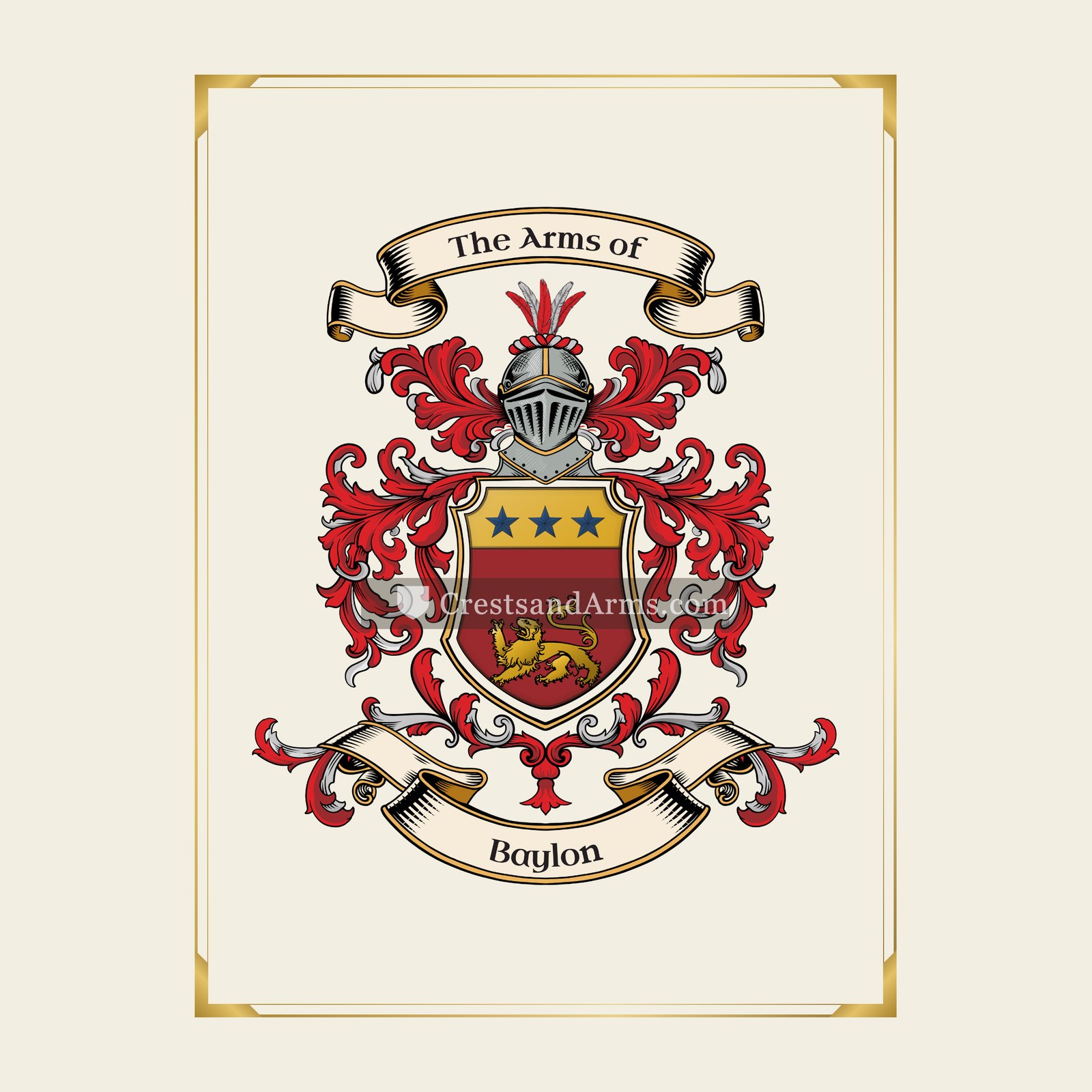 With gold border