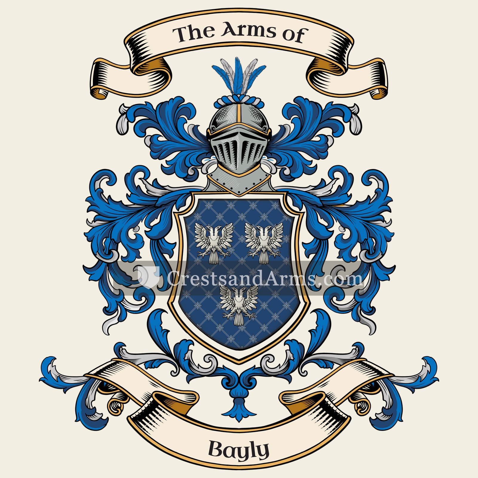The Bayly coat of arms, drawn from the recorded blazon