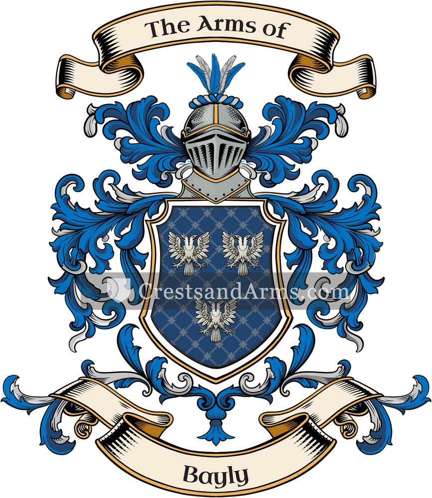 The Bayly coat of arms, drawn from the recorded blazon