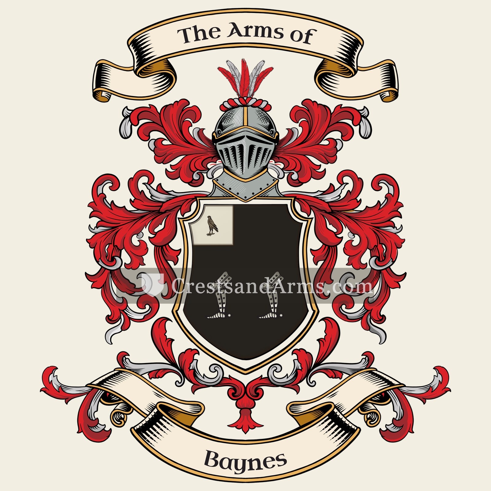 The Baynes coat of arms, drawn from the recorded blazon