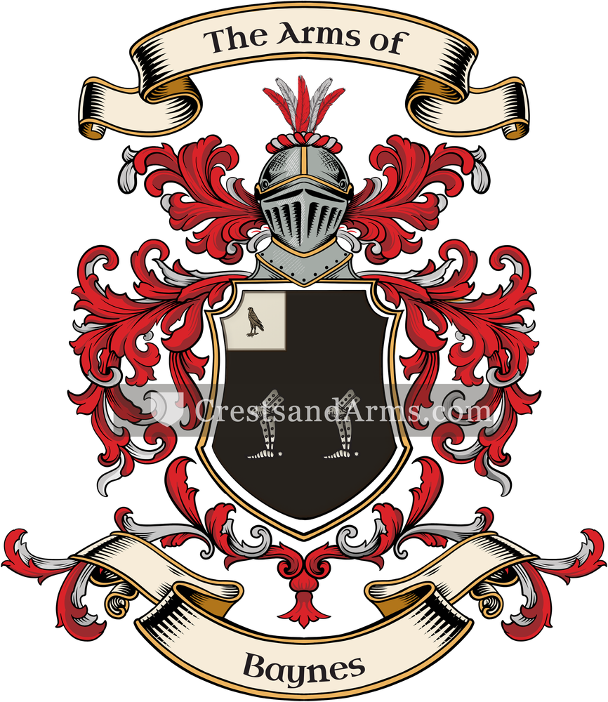 The Baynes coat of arms, drawn from the recorded blazon