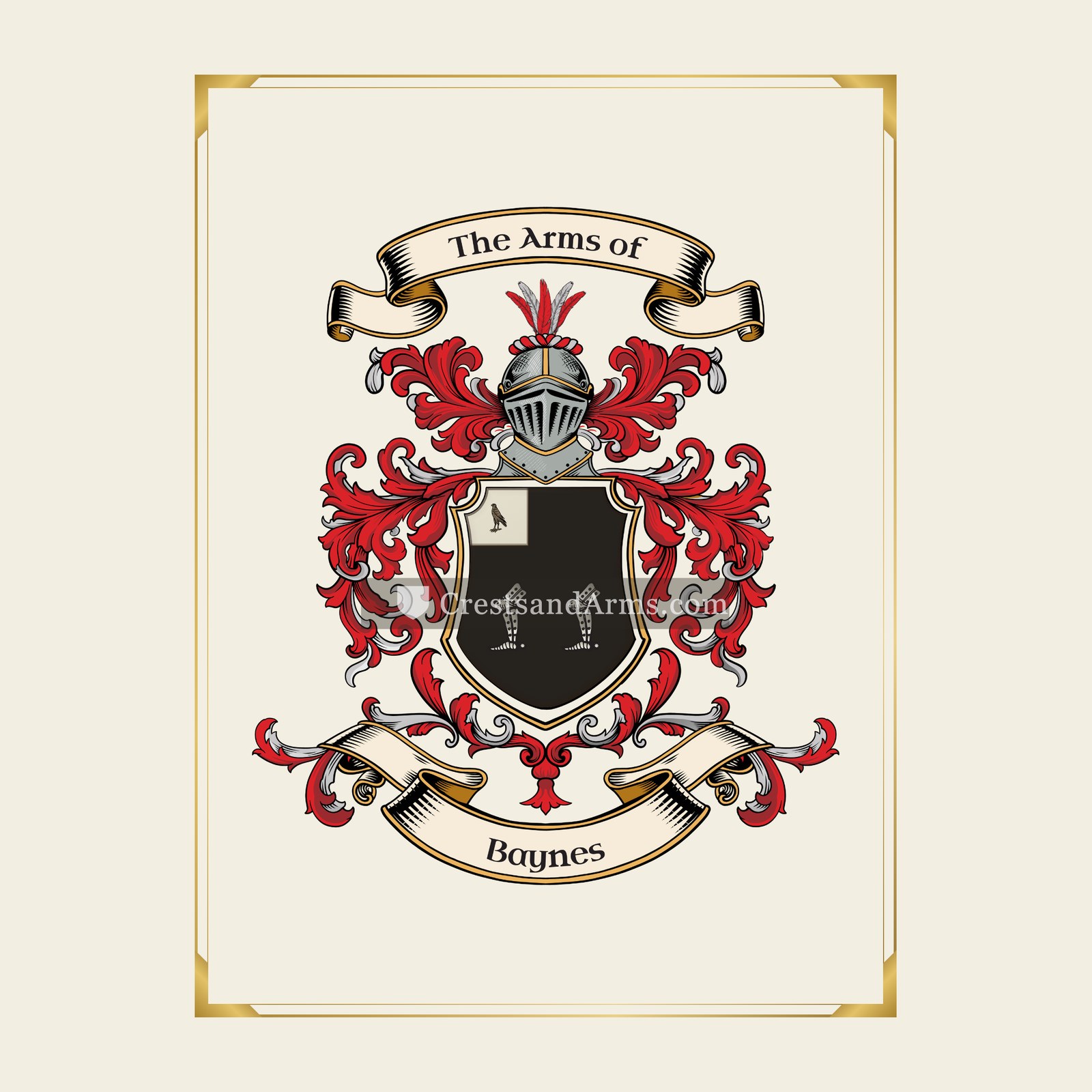 With gold border