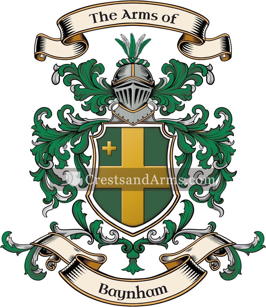 The Baynham coat of arms, drawn from the recorded blazon