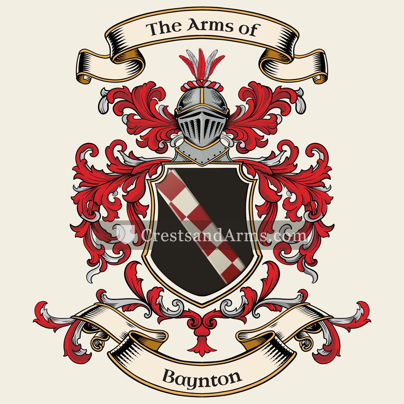 The Baynton coat of arms, drawn from the recorded blazon